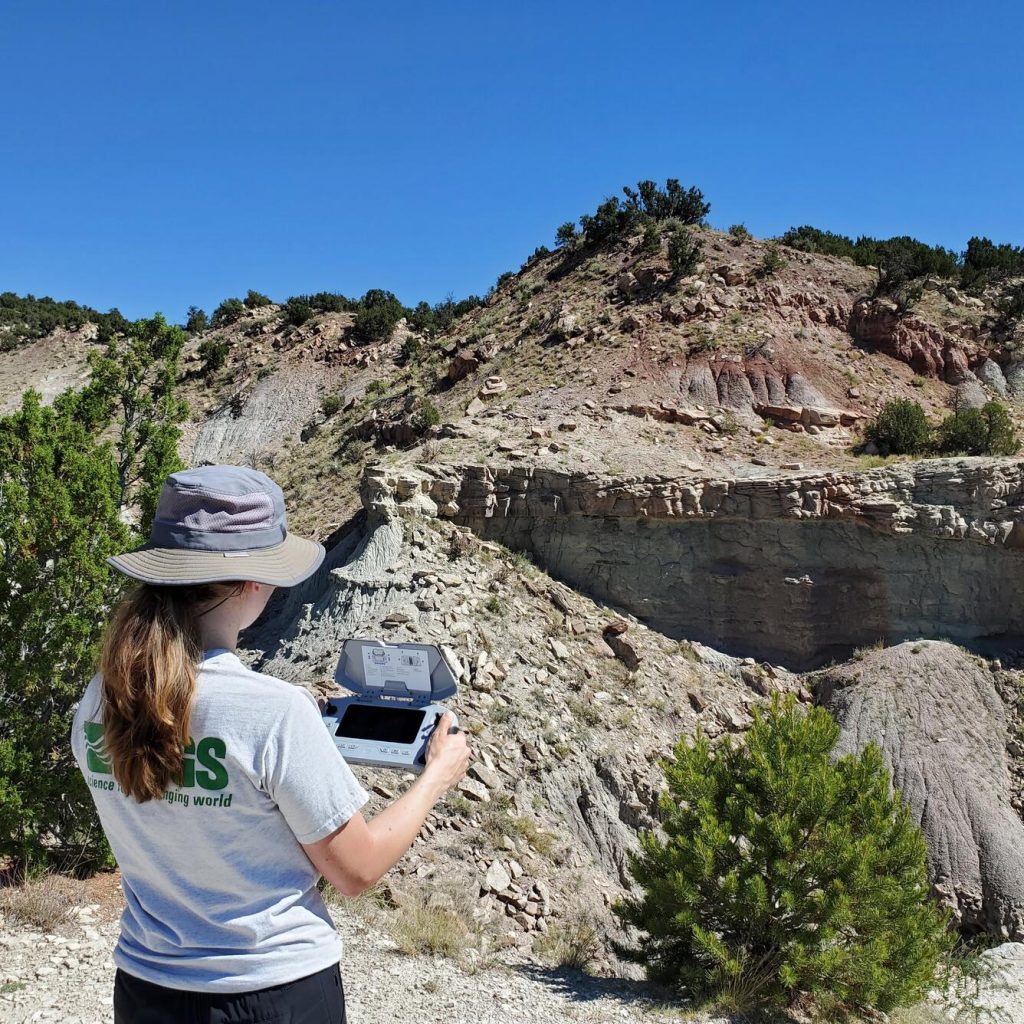 Victoria Scholl (NUSO) conducts a Skydio X10 UAS 3D Scan flight at the Marsh-Felch Quarry site