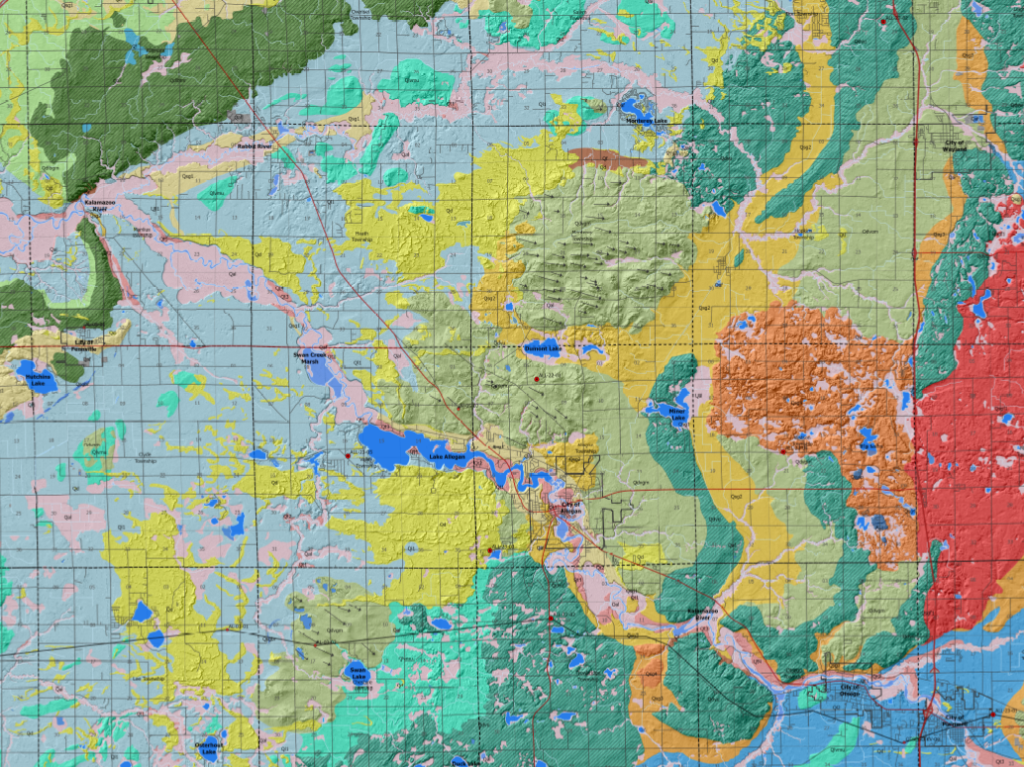 Snapshot of Allegan County Surficial Geology Map