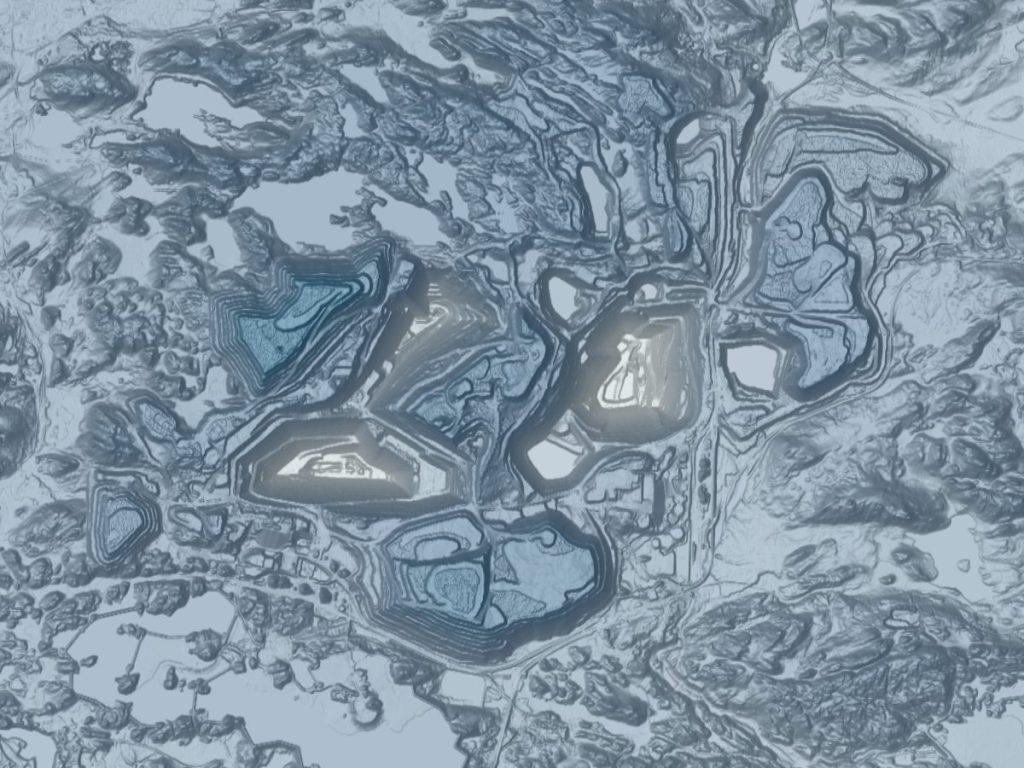 Lidar image of a mine waste site in the Upper Peninsula.