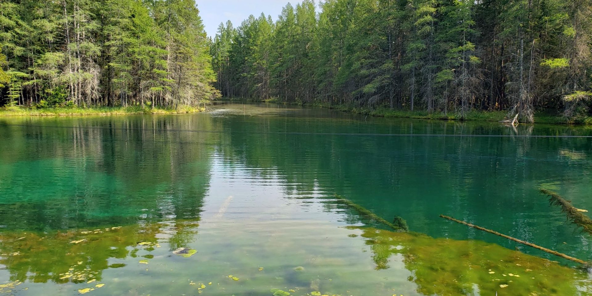Lake Kitch-iti-kipi formed in a sinkhole.