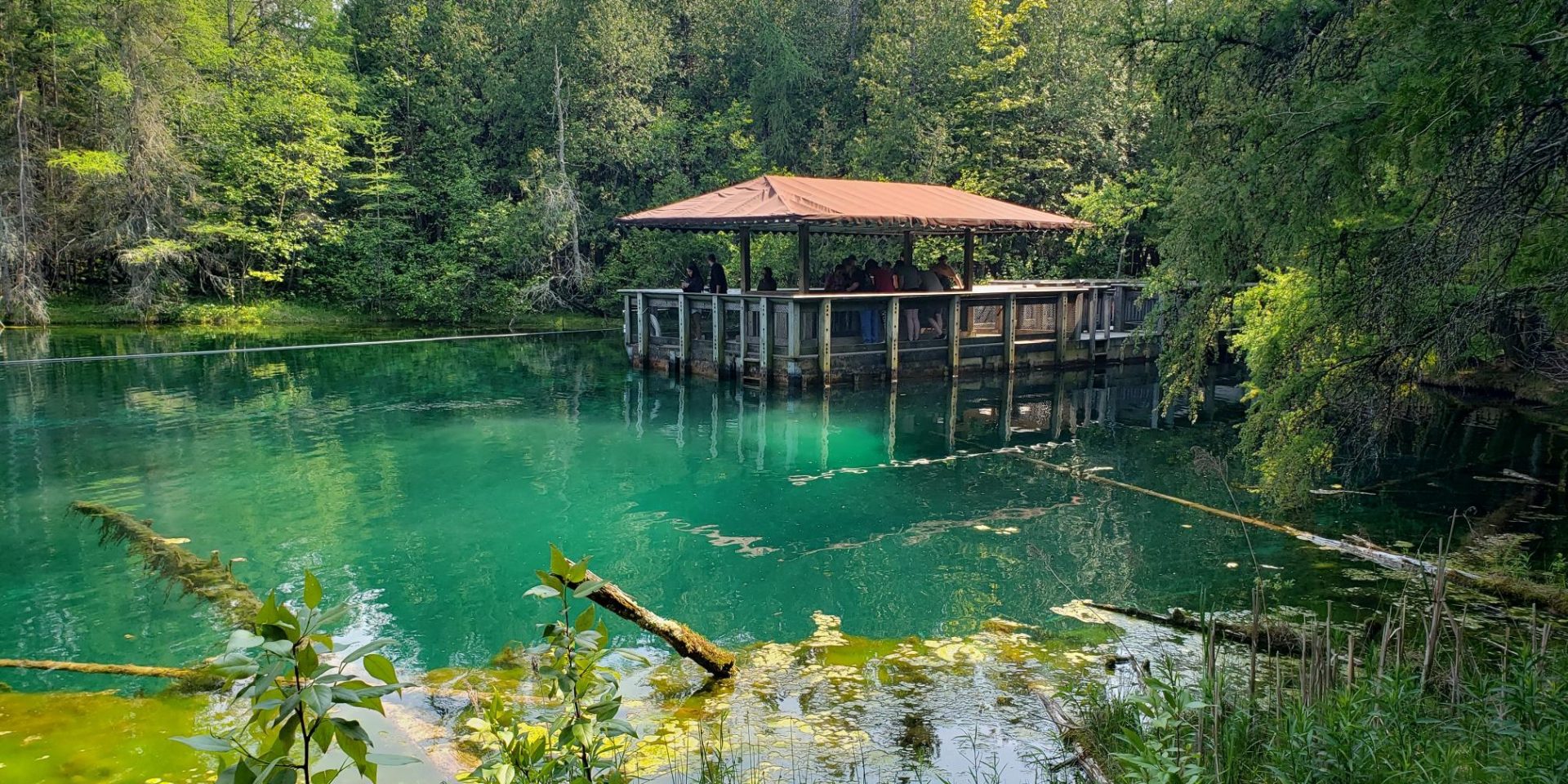 Lake Kitch-iti-kipi formed in a sinkhole.