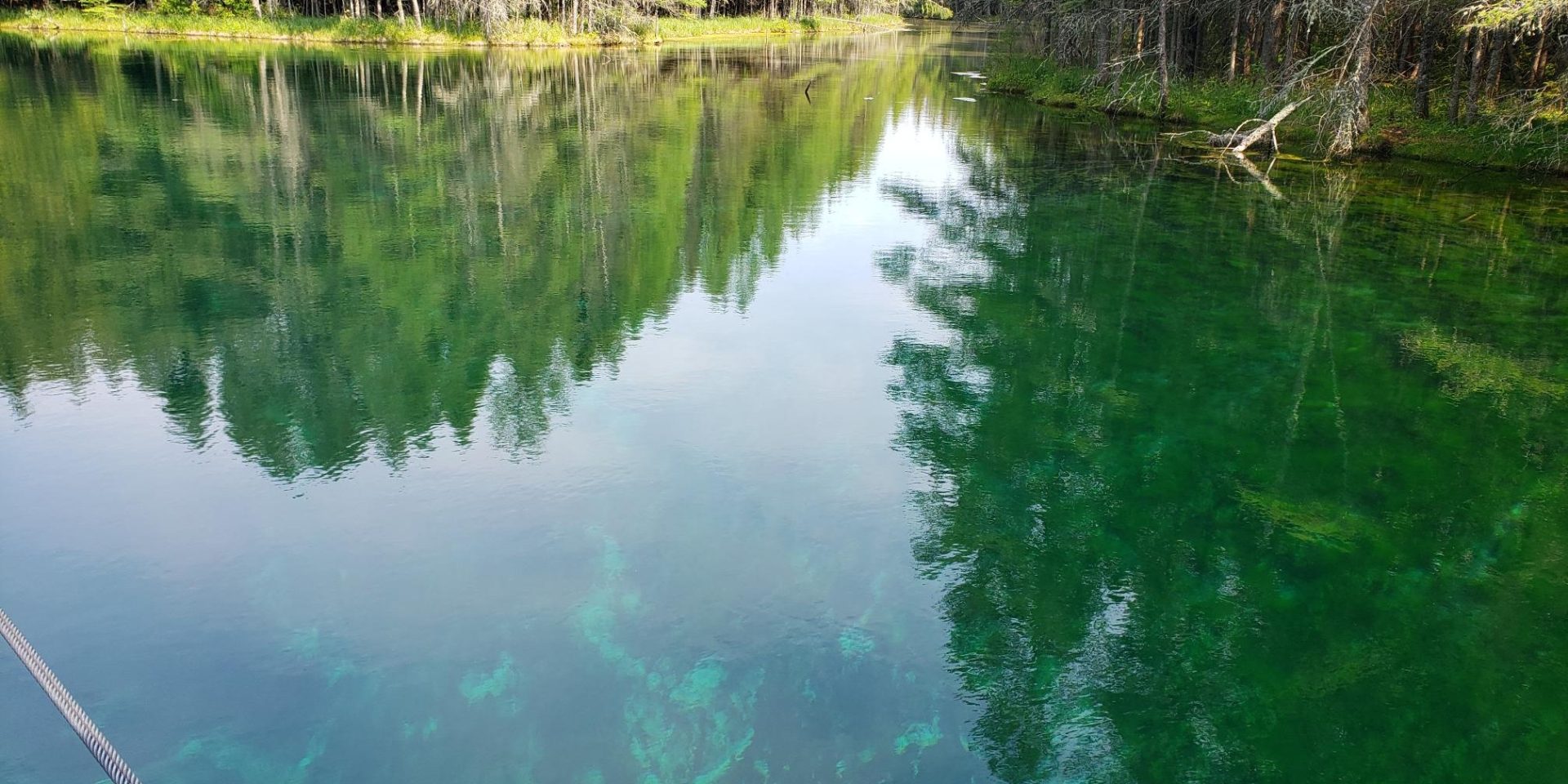 Lake Kitch-iti-kipi formed in a sinkhole.