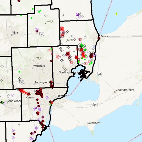 Screenshot of the Michigan Borehole Inventory Dashboard map showing the relative locations of borehole data.