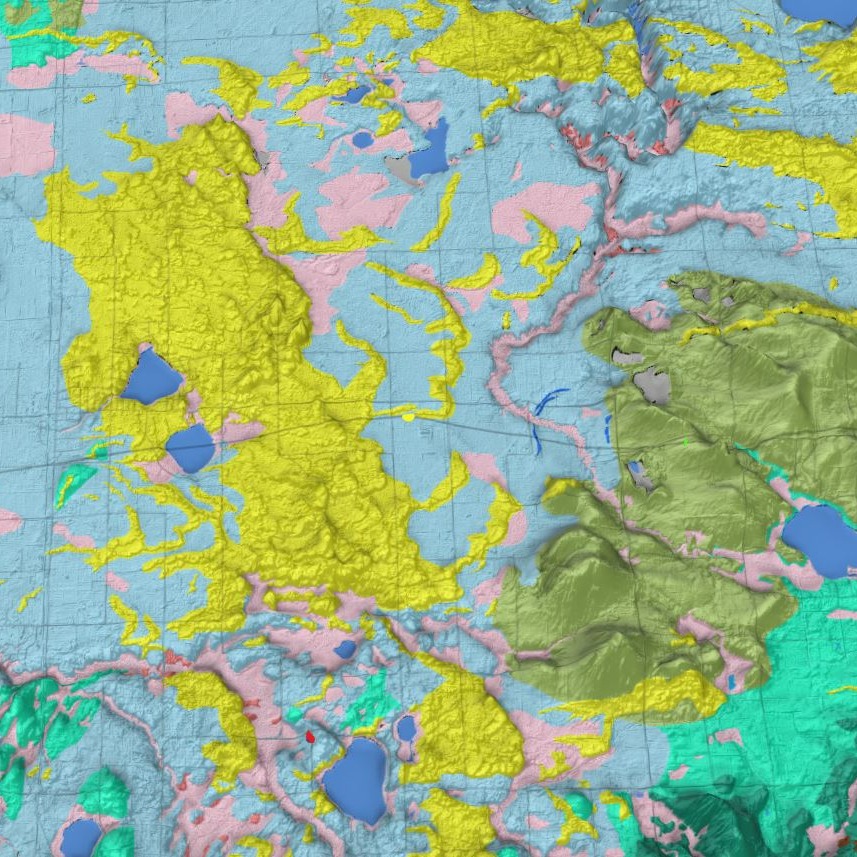 3D map view of the surficial geology of Allegan County.
