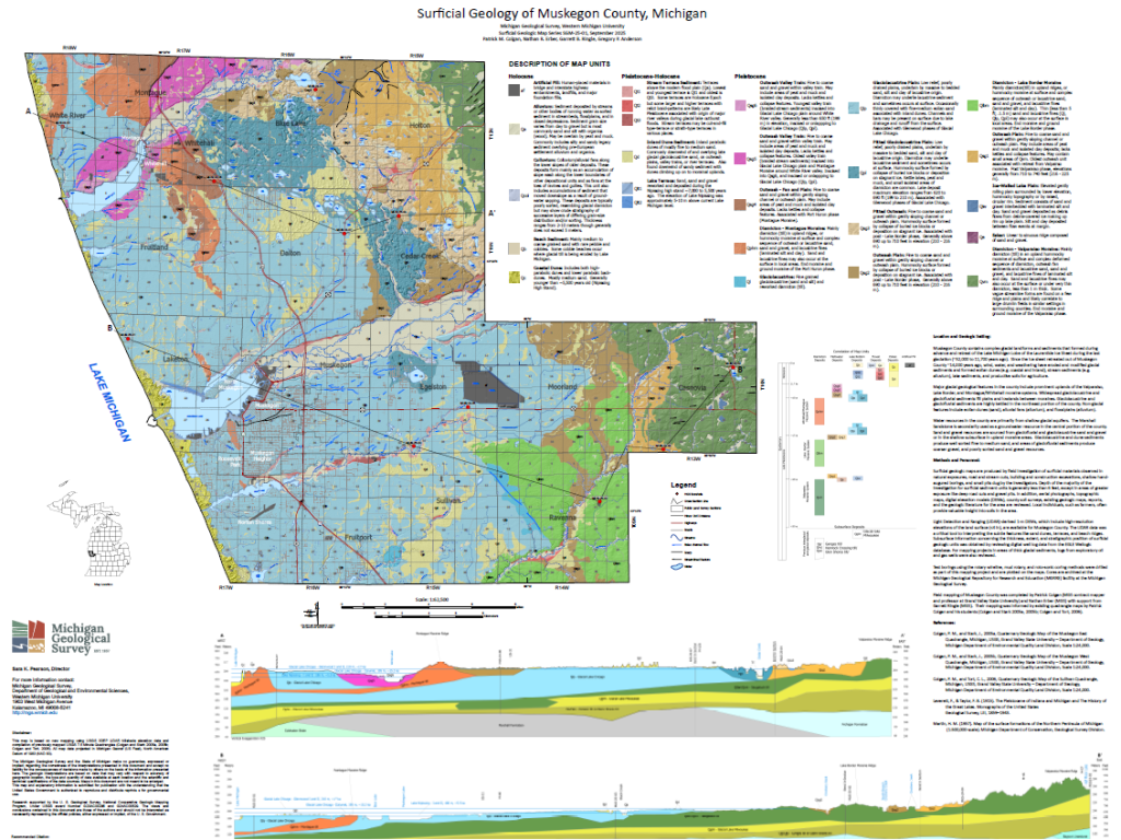 Thumbnail showing the Surficial Geology of Muskegon County, Michigan