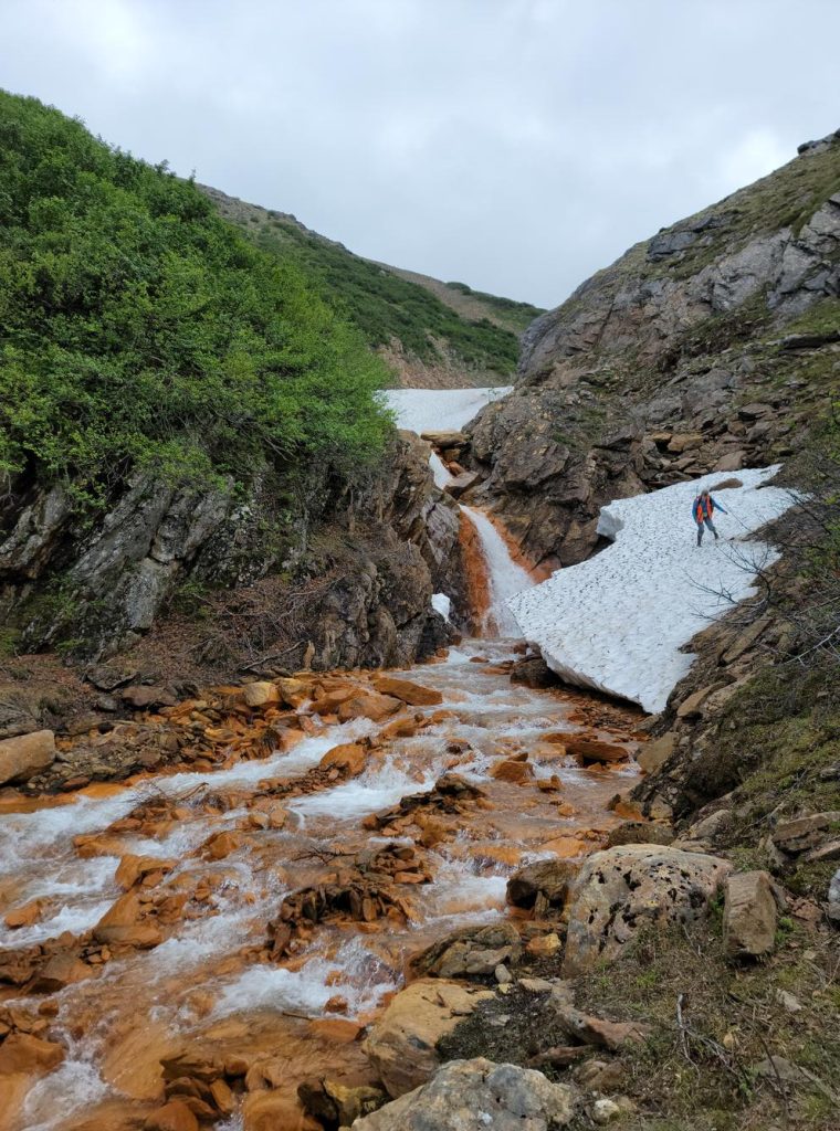 Geologist, Sue Karl, at Graphite Creek Deposit on the Seward Peninsula, Alaska.