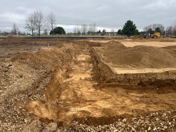 Construction photo of the new MGRRE site showing the subgrade.